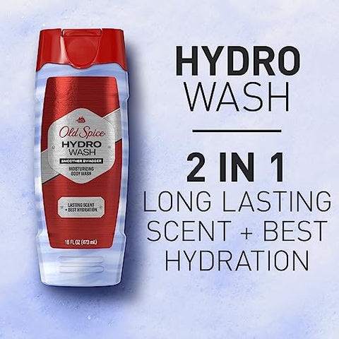 Hydro Body Wash for Men 2 em 1 Hidratação de Fragrância Duradoura, Coleção Trabalho Duro, Fragrância Suave e Elegante, 16 Ounce (Pack de 4) - Old Spice