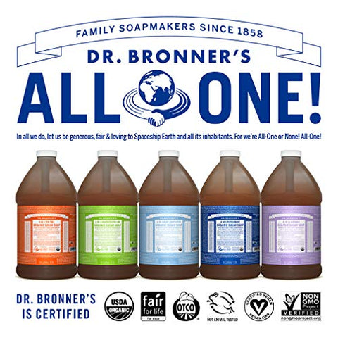 Dr. Bronner's - Dr. Bronner’s – Sabonete de Açúcar Orgânico (Capim-Limão, 64 Ounce) – Feito com Óleos Orgânicos, Açúcar e Pó de Shikakai, Uso 4 em 1: Mãos, Corpo, Rosto e Cabelo