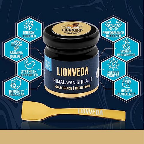 LIONVEDA - Resina de Shilajit do Himalaia 45g com 85 Minerais Traços – Marca em Destaque