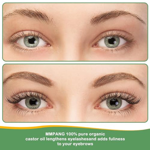 MMPANG - Óleo de Rícino Puro 100%% Extraído a Frio Certificado Orgânico USDA Frasco de Vidro Livre de Hexano para Estimular o Crescimento Capilar, Hidratar a Pele do Corpo