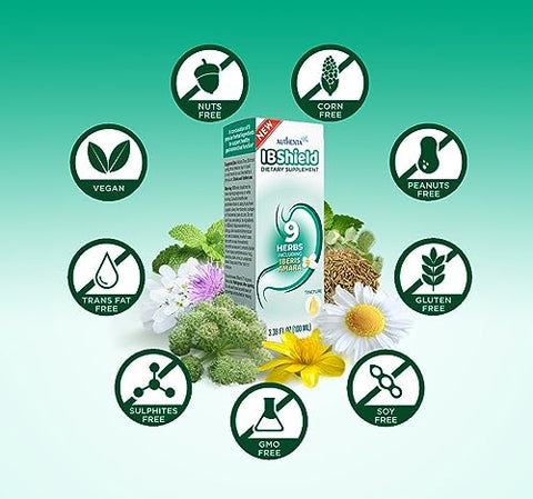 AUTHENTA - IBShield Tintura 100ml | 9 Ervas | Suporte à Saúde Gastrointestinal | Camomila, Iberis Amara, Angélica, Alcaravia, Celidônia, Alcaçuz, Melissa, Cardo de Maria | Produto de Marca