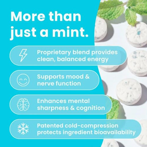 Energy Mints (90 Unidades) – Sem Açúcar com L-teanina, Cafeína Natural e Vitamina B12 - NeuroGum