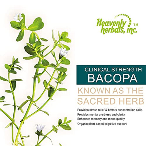 Heavenly Herbals,Inc - Bacopa Drops – Concentração e Memória Melhoradas – Extrato de Bacopa Monnieri | Suplemento Cerebral para Memória e Aumento Cognitivo | Remédio Herbal 60ml – WellnessHerbs