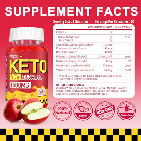 Stance Tuning USA - Keto ACV Gummies – Gomas de Vinagre de Maçã Orgânico 1500mg com Mãe – Suporte Detox – Sem Açúcar – Para Mulheres e Homens