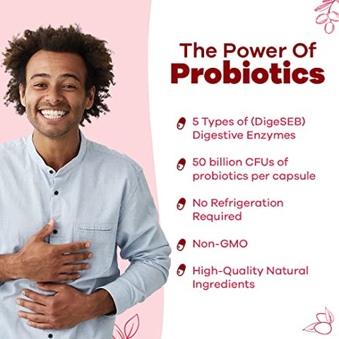 Suplemento Probiótico com Enzimas Digestivas – Desintoxicação e Saúde Digestiva – Cardo Mariano, Cúrcuma e Raiz de Dente-de-leão para Saúde Intestinal – 50 Bilhões de UFC – 60 Cápsulas - GOBIOTIX