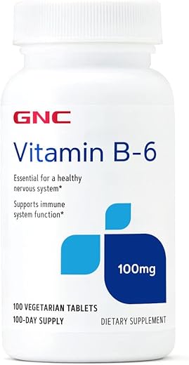 Vitamina B-6 100mg | Suporte para um Sistema Nervoso Saudável | Marca GNC - GNC