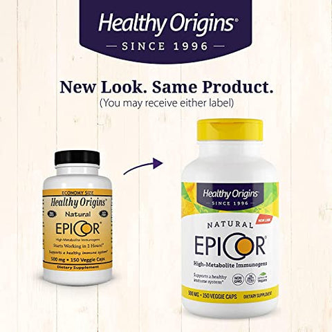 EpiCor: Cápsulas de Suporte Imunológico à Base de Plantas, 500 mg – Livre de Glúten - Healthy Origins