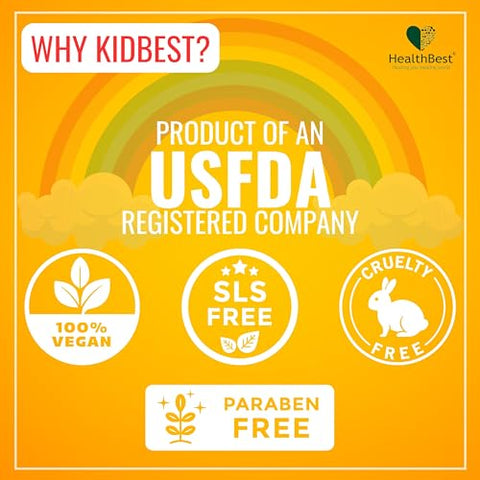HealthBest - Kidbest Xarope Estimulante de Apetite para Crianças de 3 a 13 Anos | Aumenta o Apetite | Ajuda a Manter o Peso | Livre de Glúten | L-Lisina HCI, Vitaminas B1, B2, B6, B12 | 200 ml