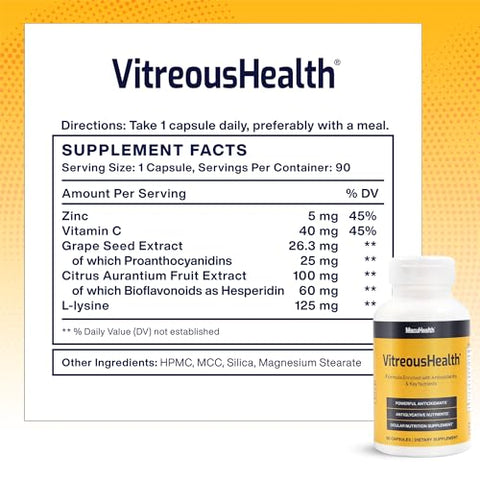 VitreousHealth – Suplemento Ocular Baseado em Evidências – 90 Cápsulas - Macuhealth