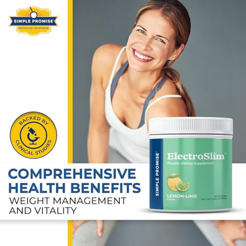 ElectroSlim – Pó Hidratante de Eletrólitos sem Açúcar com Eletrólitos Essenciais – Fórmula sem Açúcar para Equilíbrio Energético Diário – Sabor Limão-Lima - Simple Promise