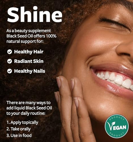 Healths Harmony - Óleo de Semente de Cominho Preto Líquido Orgânico USDA (473 ml) Premium Extraído a Frio de Nigella Sativa Produzindo Puro Óleo de Semente de Cominho Preto – Suplemento Antioxidante – Vegano, Sem Glúten