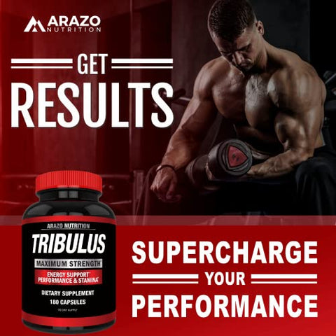 Tribulus Terrestris 1500mg em Pó – 180 Cápsulas – Estimulante de Energia com Bloqueador de Estrogênio - Arazo Nutrition