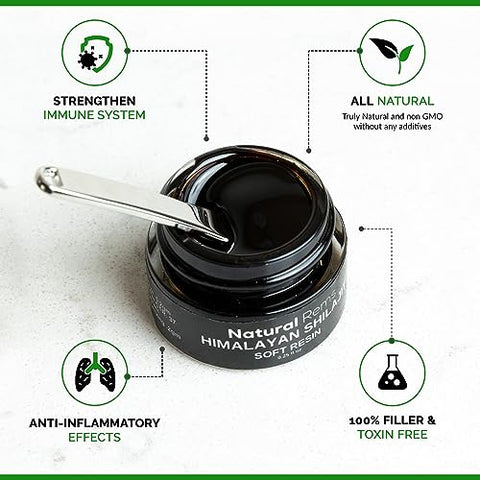 Natural Rems - Shilajit Orgânico Puro do Himalaia – Suplemento de Ácido Fúlvico – Energia e Foco – Saúde Holística