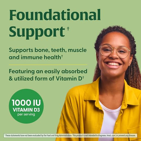 Vitamina D3 1000 UI (25 mcg) – Suporte Imunológico – Saúde Óssea – Com Vitamina D3 facilmente absorvida – Alimentos reais – Não-OGM, Vegetariano – Sem 9 alimentos - MegaFood