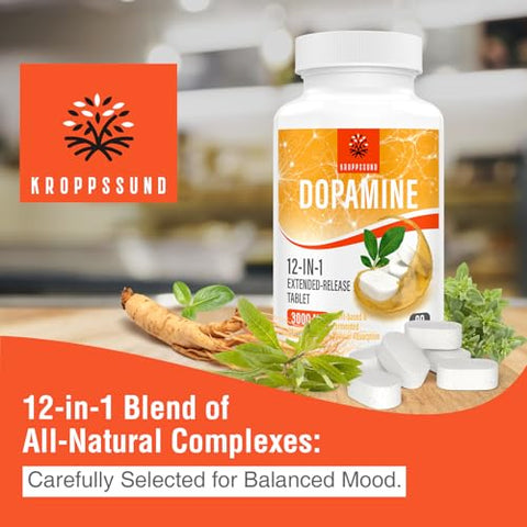 Suplemento Natural de Dopamina – 90 Comprimidos (1 Frasco) - Kroppssund