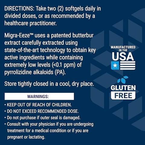 Migra-Eeze – Extrato de Raiz de Butterbur com Vitamina B2 (Riboflavina) – 60 Cápsulas - Life Extension