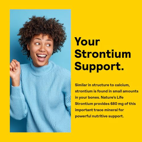 Nature's Life - NATURE’S LIFE Strontium Citrate 680mg – Suplemento de Estrôncio Quelato – Suporte a Minerais Traços – Alta Absorção, Digestão Suave, Garantia de 60 Dias, Verificado em Laboratório, 30 Porções