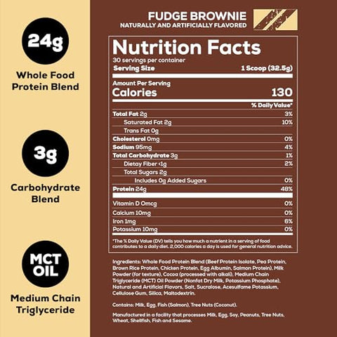 MRE Lite – Proteína em Pó de Alimentos Integrais, Sabor Brownie de Chocolate – Baixo Carboidrato – 500g - REDCON1
