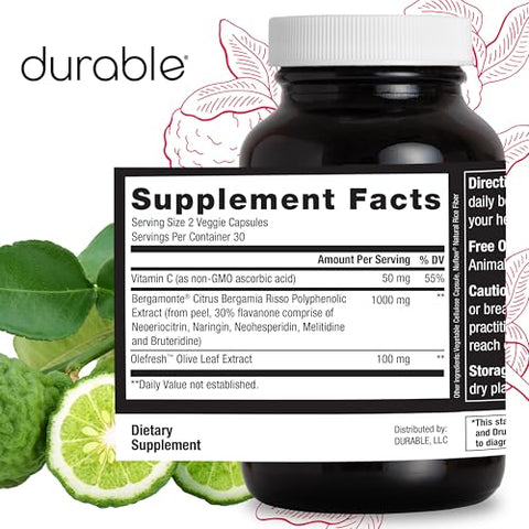 Bergamonte Citrus Bergamot 1,000 mg Extra Forte Durável – Marca Durable Heart