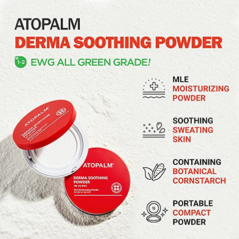 Derma Soothing Powder Pact 23g – Pó de Bebê sem Talco com Amido de Milho e Pantenol para Calmar a Irritação da Transpiração e Prevenir a Brotoeja - ATOPALM
