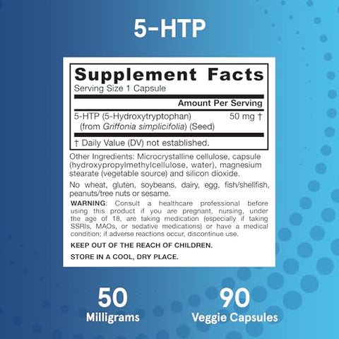 5-HTP – 90 Cápsulas Vegetarianas – Suporta Produção de Melatonina - Jarrow Formulas
