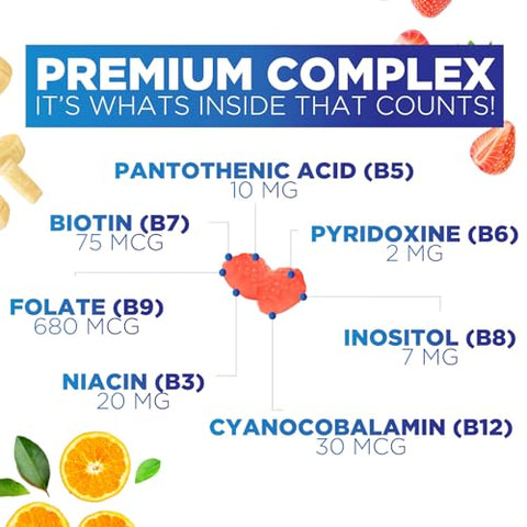 Nature's Nutrition - Super B Complex Gummies com Vitamina C – Potencialize sua saúde com deliciosas gomas ricas em nutrientes