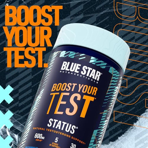 Status – Impulsionador de Testosterona para Homens – c/ KSM 66 Ashwagandha – Aumente a Resistência, Crescimento Muscular - Blue Star Nutraceuticals