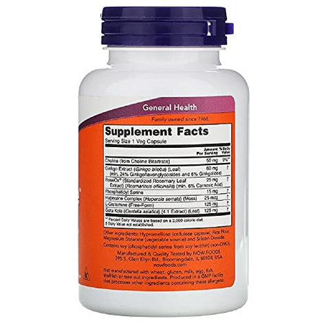 NOW Foods - Brain Elevate 120 VegiCaps – Potencialize sua mente com cápsulas vegetais de alta qualidade