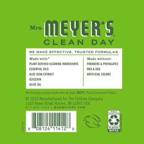 MRS. MEYER'S CLEAN DAY - Sabonete Líquido Mrs. Meyer’s Fresh Cut Grass, 375 ml (Pacote com 3 unidades)