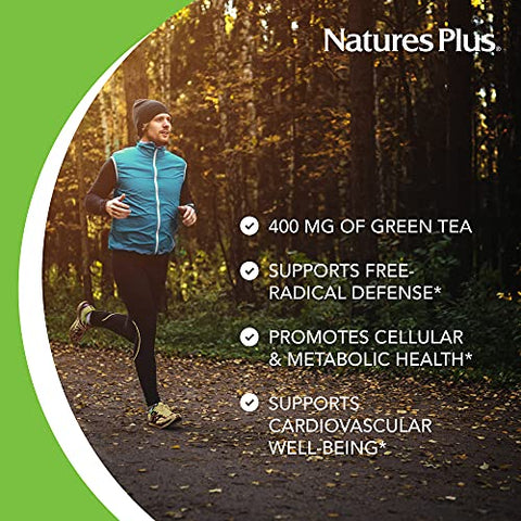 Herbal Actives Chá Verde Chinês – 400 mg, 60 Cápsulas Veganas – Suporte Nutricional para Defesa contra Radicais Livres - Natures Plus