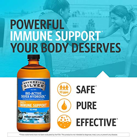 Hydrosol Bio-Ativo para Suporte Imunológico – Prata Coloidal Líquida – 10 ppm, 946mL - Sovereign Silver