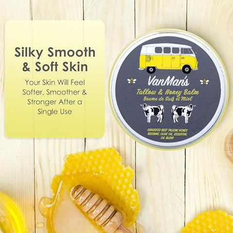 The VanMan Company - Bálsamo de Mel Vanman (60 ml) – Sebo de Gado Alimentado com Grama