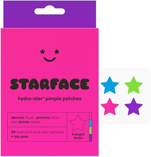 Starface World - Starface Party Pack BIG PACK Hydro-Stars – Adesivos Hidrocoloides para Espinhas, Absorvem Líquidos e Reduzem Vermelhidão, Formato de Estrela Fofa (96 Unidades)