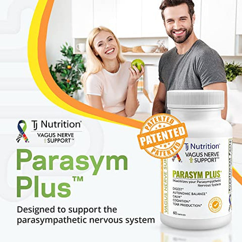TJ Nutrition - Parasym Plus – Suporte ao Nervo Vago, Suplemento Nutricional Digestivo Patenteado, Estimulante de Energia para Homens e Mulheres, Suplemento para Memória Cerebral, Suporte Suave ao Sistema Imunológico, 60 cápsulas