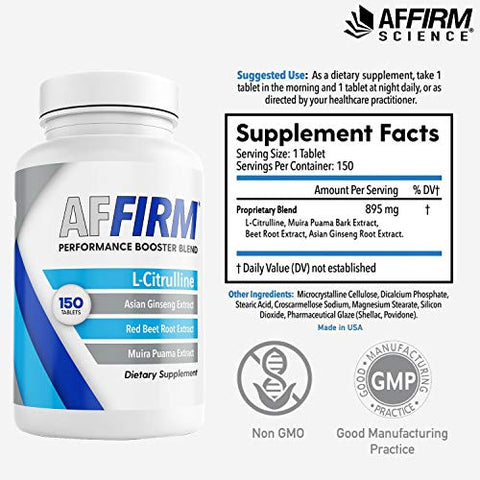 Affirm - AFFIRM Science – Suplemento Alimentar de L-Citrulina 750mg 150 Comprimidos (Fornecimento de 75 Dias) | Estimulador de Óxido Nítrico | Criado pelo Dr. Judson Brandeis