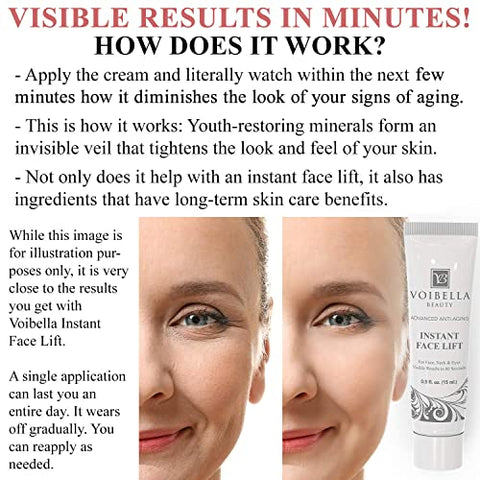 VOIBELLA BEAUTY - Creme Instantâneo para Levantamento Facial – Melhor Aperto para Olhos, Pescoço e Rosto – 50g