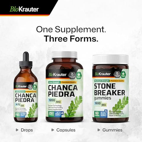 BIO KRAUTER - Chanca Piedra Gummies – Saúde Renal Natural | Quebra Pedra – Marca Líder | 60 gomas