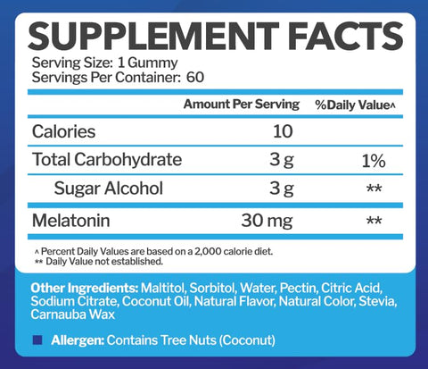 Just Nutrients - Melatonina 30mg Gummies para Adultos (60 Porções) – Auxílio Máximo para o Sono com 30mg de Melatonina por Gummy – Sem Glúten, Sem Açúcar, Não-OGM, 100% Vegetariano, Sabor Morango