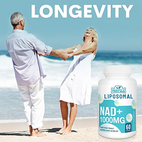 Maripolio - Liposomal NAD 1000 mg | Pontecy NAD Mais Alto | Máxima Absorção | Suplemento Puro de NAD | Energia e Reparo do DNA, Defesa contra o Envelhecimento, Função Cerebral | 240 Softgels