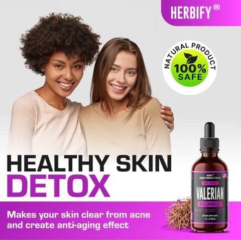 HERBIFY - Raiz de Valeriana – Suplemento Natural de Raiz de Valeriana – Tintura de Raiz de Valeriana – Suporte ao Sistema Nervoso – Vegano, Orgânico, 60 ml