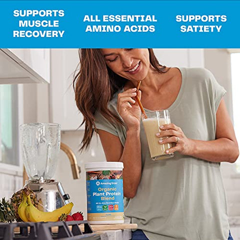 Proteína Orgânica em Pó Vegana, Fórmula Superfood de Proteína Vegetal, Shake Nutricional Completo com Beterraba, Baunilha Pura, 11 Porções - Amazing Grass