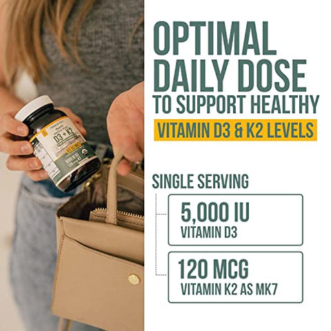 Triquetra Health - Orgânico Plant D3 K2 | 5000 UI D3 120 mcg K2 como All-Trans MK7 de MenaQ7® – Alimento Integral 100% Natural, Cru