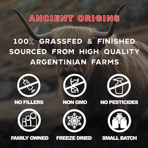 Ancient Origins - Suplemento de Órgãos de Carne Bovina Alimentada com Capim – Fígado Desidratado, Medula Óssea, Coração, Baço, Pâncreas – 4500mg