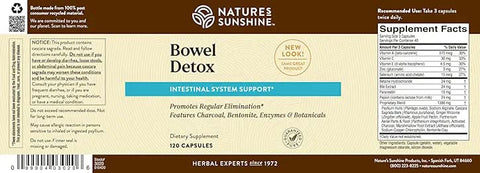 Nature's Sunshine - Nature’s Sunshine Bowel Detox – 120 Cápsulas | Limpeza do Cólon para Promover Eliminação Regular e Limpeza do Sistema Digestivo | Marca Nature’s Sunshine