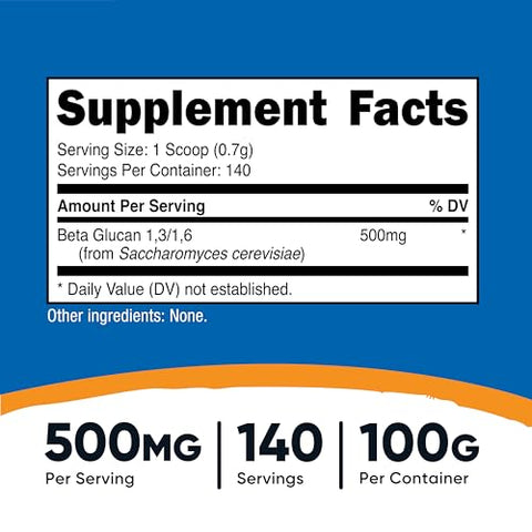 Beta Glucan em Pó 100g – 1,3/1,6 – Não Transgênico - Nutricost