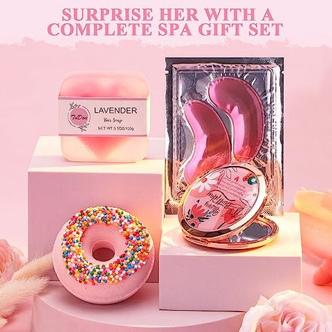 TuDou - Presentes de Aniversário para Mulheres, Conjunto de Banho Feliz Aniversário Relaxante Spa Ideias de Cestas de Presente para Ela, Presentes de Autocuidado para Mulheres, Irmã, Amigas, Colega de Trabalho, Presentes Únicos para Mulheres que Possuem