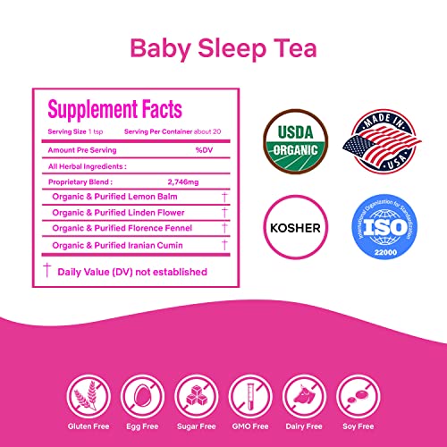 Chá para Bebê Secrets Of Tea – Chá Orgânico para o Sono do Bebê – Mistura Herbal Suave e Calmante para Infantes – 20 Sachês sem Cafeína para um Sono Natural e Tranquilo (1Pack)
