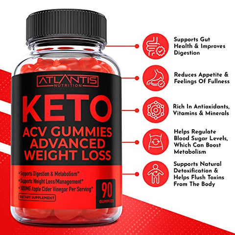 Atlantis Nutrition - Keto ACV Gummies – Perda de Peso Avançada – 90 Gummies + Ashwagandha – 60 Gummies
