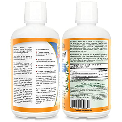 Líquido 2-Pack de Mistura Mineral Fulvic Humic – Suplemento de Ácido Fulvic com 70 Minerais Traços, Eletrólitos para Recuperação e Equilíbrio - Vital Earth Minerals