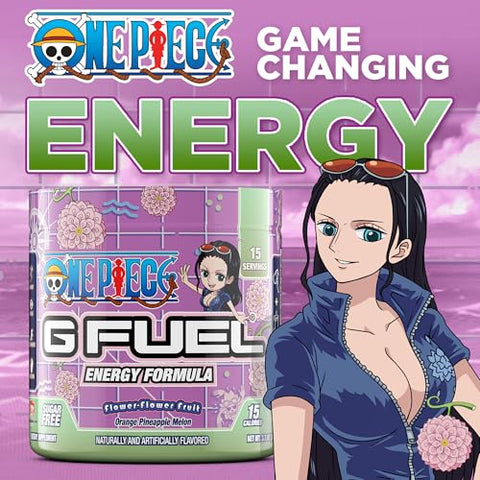 ONE Piece Pó Energético Flor-Flor Fruta, Sem Açúcar, Cafeína Limpa, Suplemento de Foco com Cafeína, Mistura para Água, Aminoácidos de Foco, Mistura de Vitaminas Antioxidantes, Laranja Abacaxi Melão, 3.7g - G Fuel